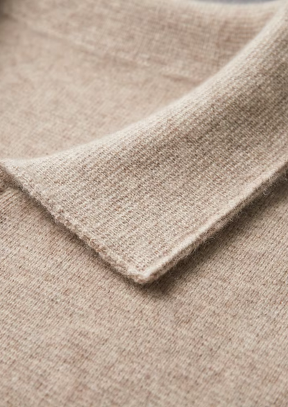 ZIP-POLO-STRICKJACKE AUS EXTRAFEINER MERINOWOLLE