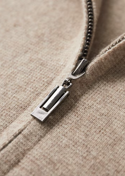ZIP-POLO-STRICKJACKE AUS EXTRAFEINER MERINOWOLLE