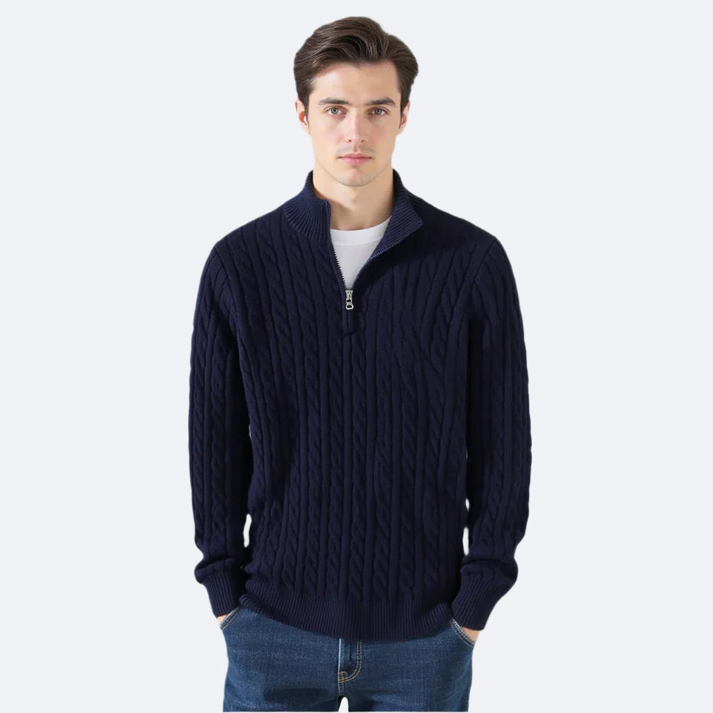 TAEBAEK Zopfstrickpullover mit Reißverschluss