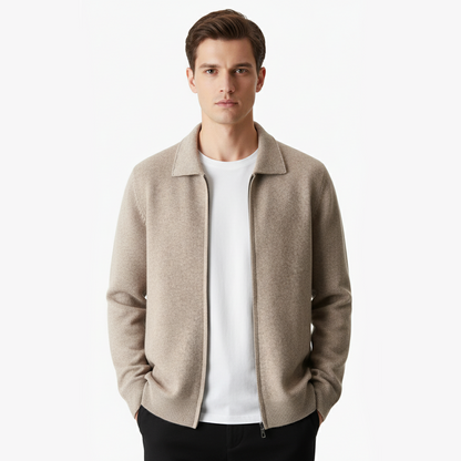 ZIP-POLO-STRICKJACKE AUS EXTRAFEINER MERINOWOLLE