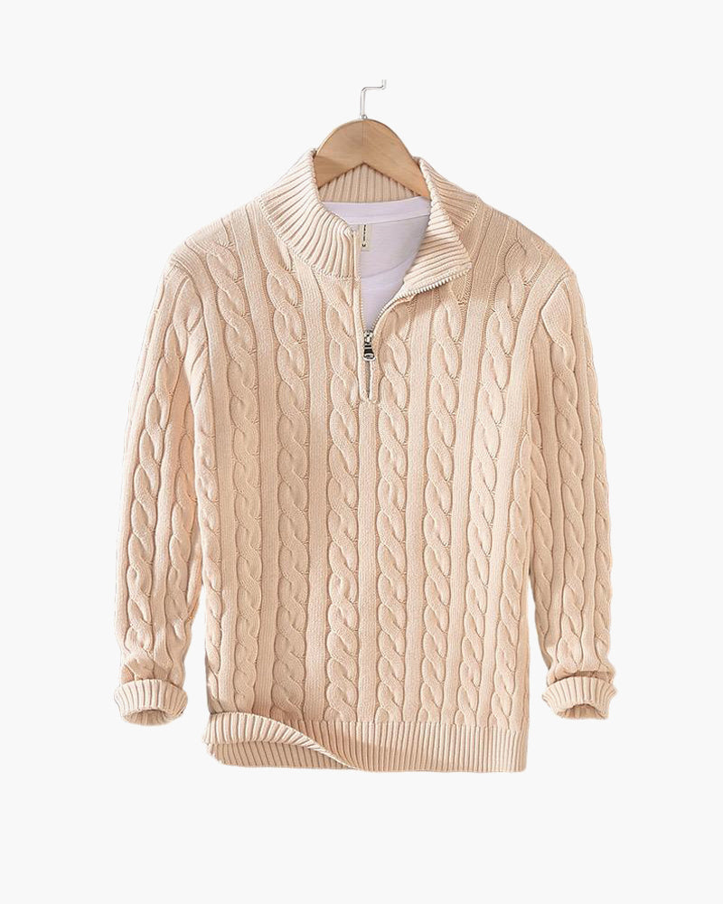 TAEBAEK Zopfstrickpullover mit Reißverschluss