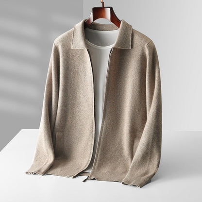 ZIP-POLO-STRICKJACKE AUS EXTRAFEINER MERINOWOLLE
