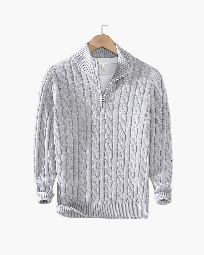 TAEBAEK Zopfstrickpullover mit Reißverschluss