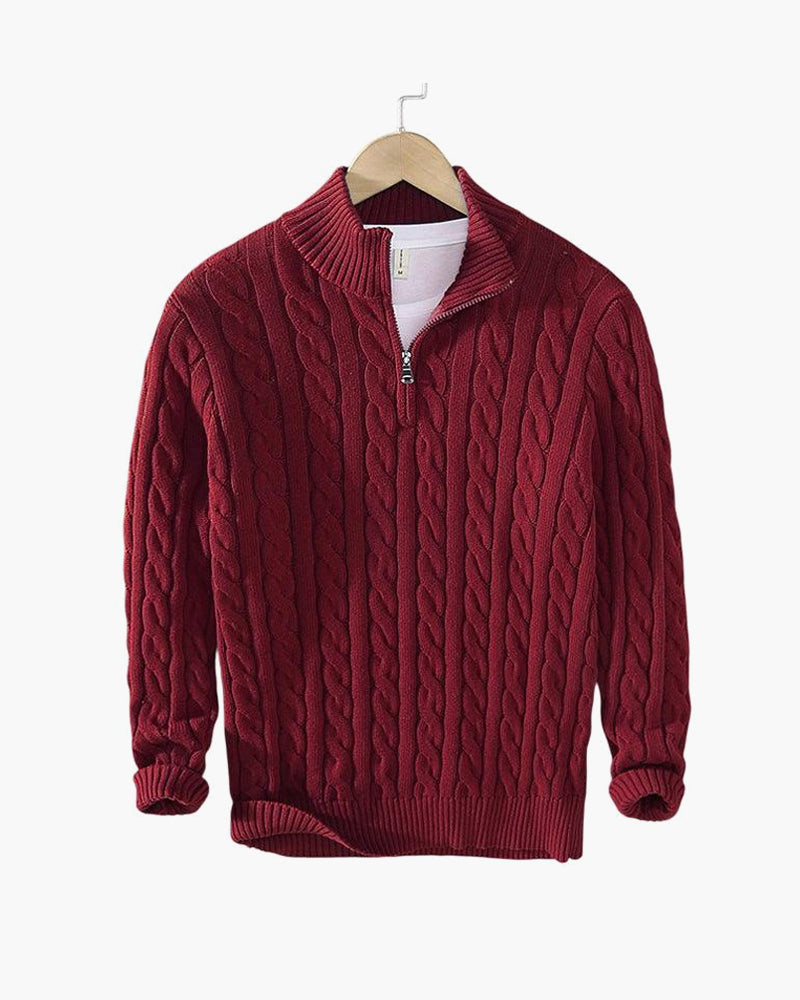 TAEBAEK Zopfstrickpullover mit Reißverschluss