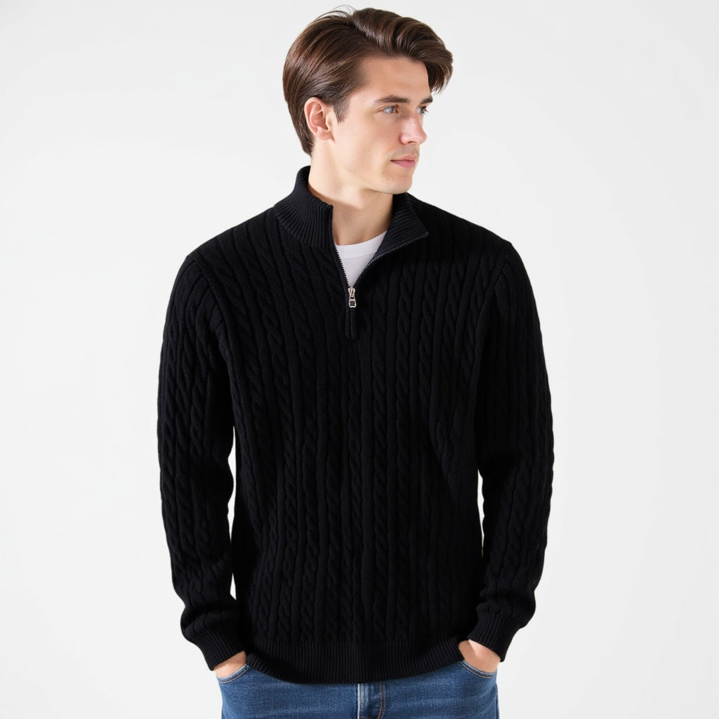TAEBAEK Zopfstrickpullover mit Reißverschluss
