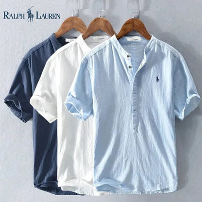 Leinen-Henley-Shirt für Herren
