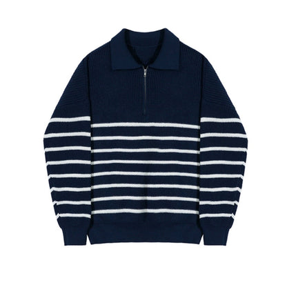 ANYANG Striped Half-Zip Sweater