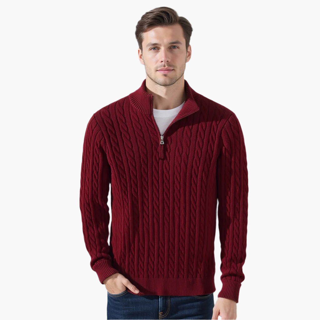 TAEBAEK Zopfstrickpullover mit Reißverschluss