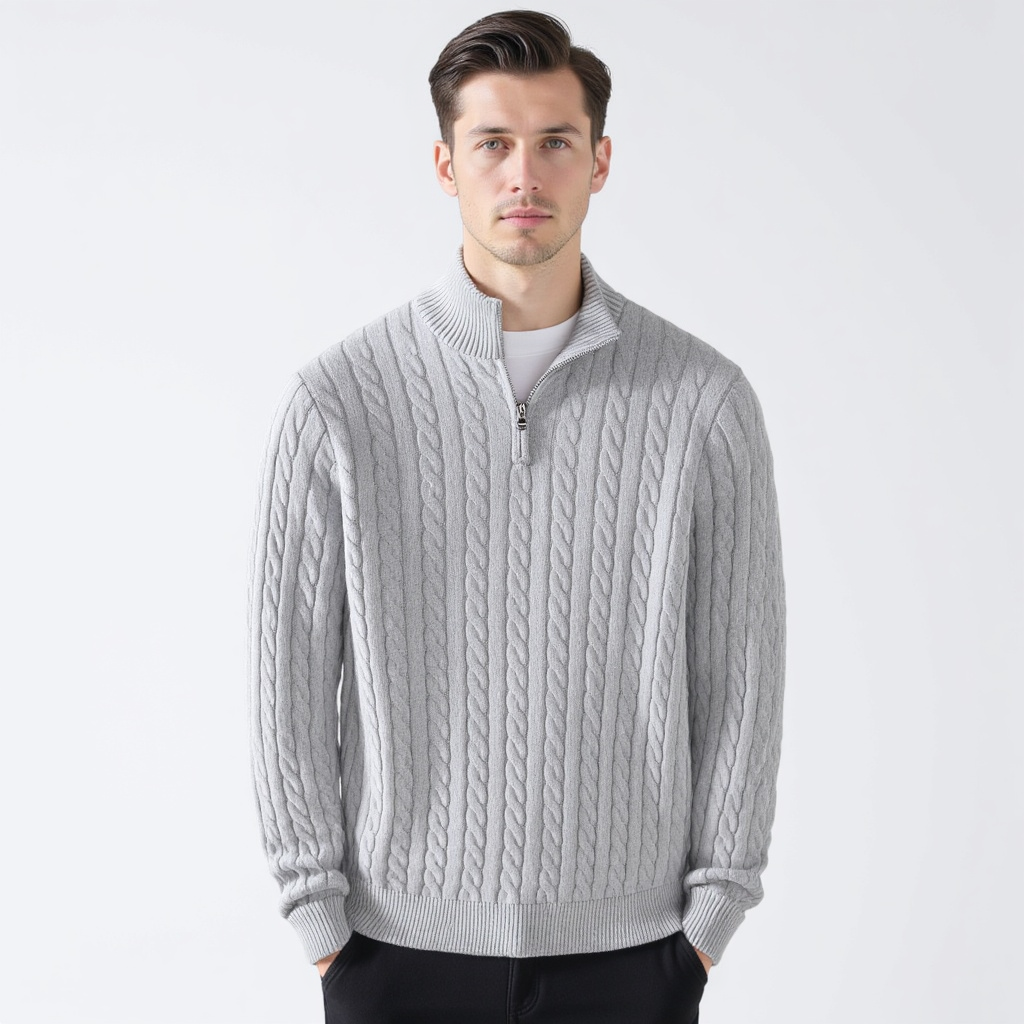 TAEBAEK Zopfstrickpullover mit Reißverschluss