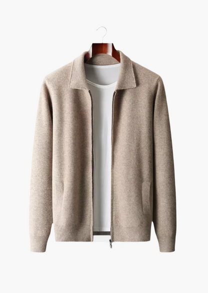 ZIP-POLO-STRICKJACKE AUS EXTRAFEINER MERINOWOLLE