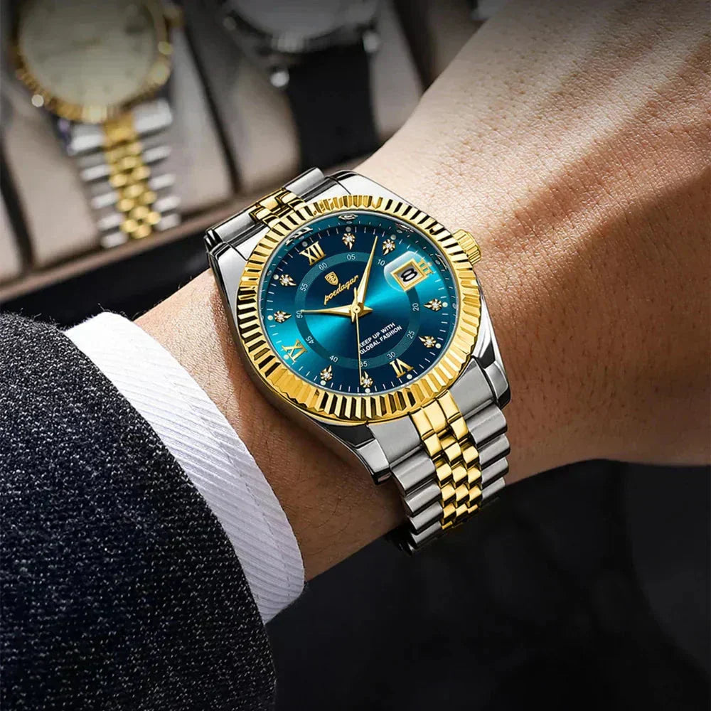 POEDAGAR GoldenStar - 40mm Uhr | Wasserdicht | Edelstahl